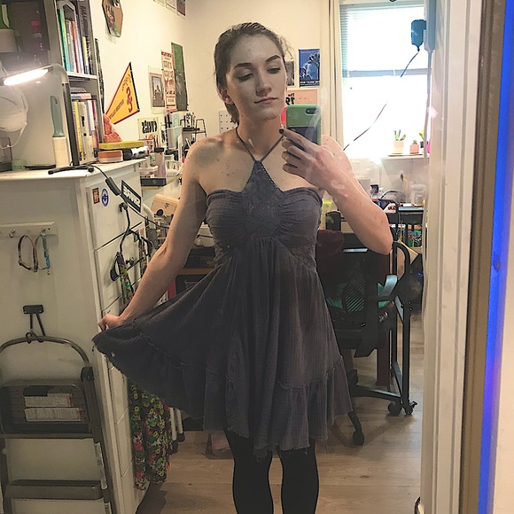 Free People Dresses & Skirts - FREE PEOPLE GREY HALTER SUNDRESS WITH PUCCA SHELLS